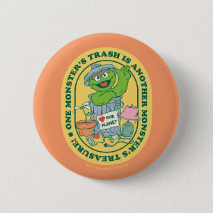 Oscar the Grouch Monster Treasure Badge Button