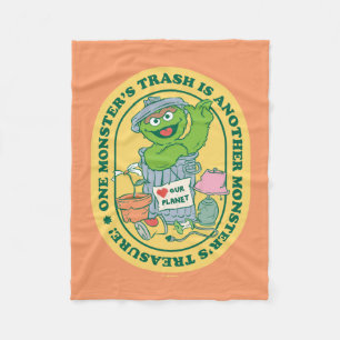 Oscar the Grouch Monster Treasure Badge Fleece Blanket