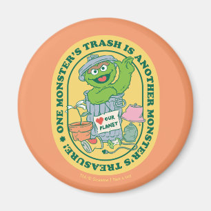Oscar the Grouch Monster Treasure Badge Magnet