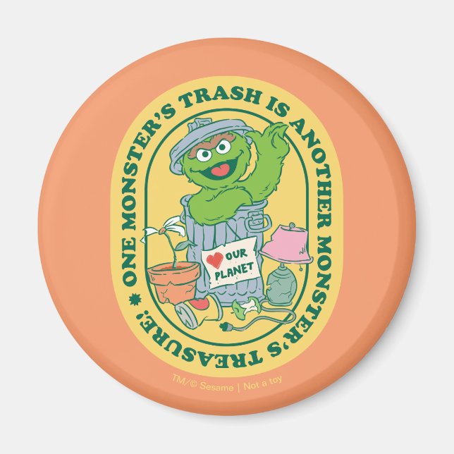 Oscar the Grouch | Monster Treasure Badge Magnet (Front)