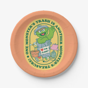 Oscar the Grouch   Monster Treasure Badge Paper Plates