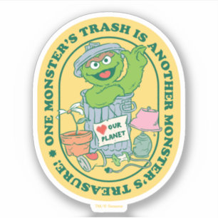 Oscar the Grouch Monster Treasure Badge Sticker