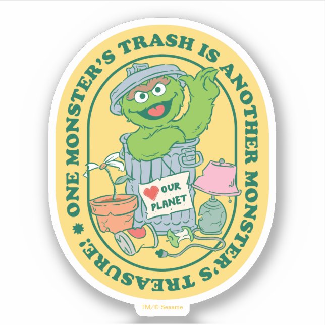 Oscar the Grouch | Monster Treasure Badge Sticker (Front)
