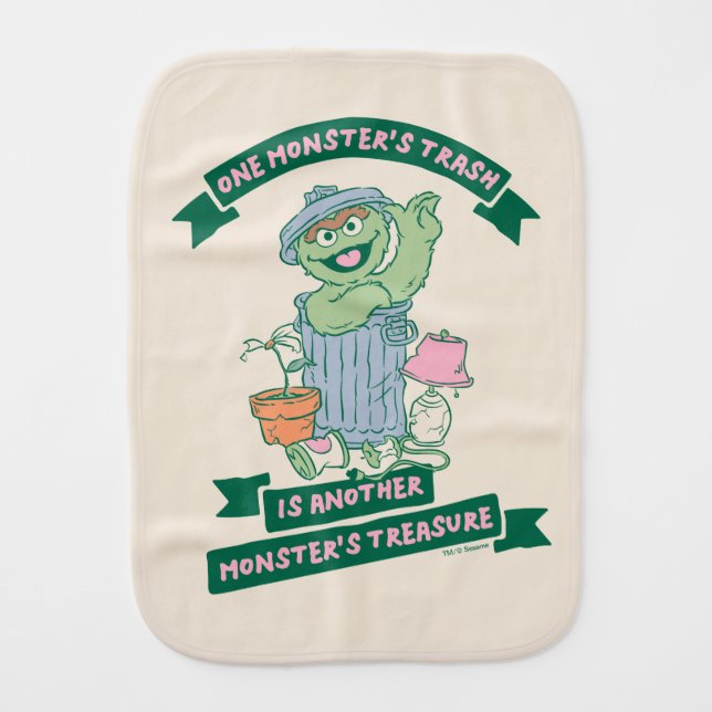 Oscar the Grouch | Monster Treasure Graphic Baby Burp Cloth (Front)