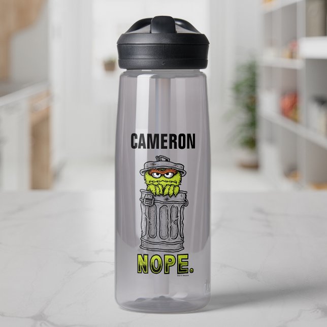 Oscar the Grouch - Nope. | Add Your Name Water Bottle (Creator Uploaded)