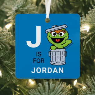 Oscar the Grouch   Personalized Name with Photo Metal Ornament