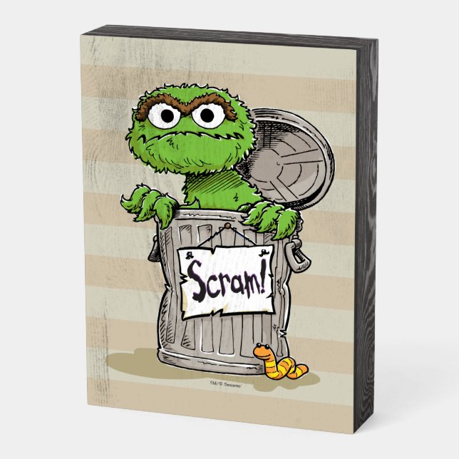 Oscar the Grouch Scram Wooden Box Sign (Angled Vertical)