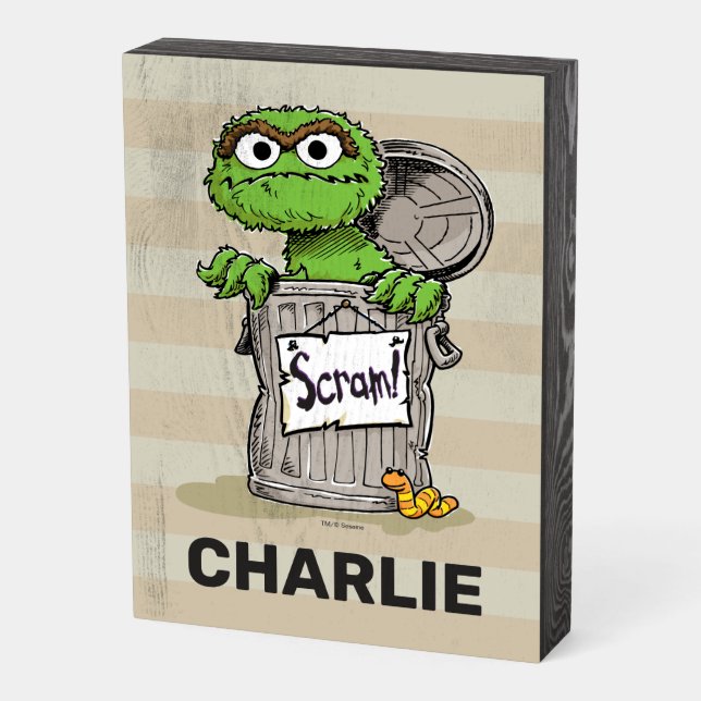 Oscar the Grouch Scram Wooden Box Sign (Angled Vertical)