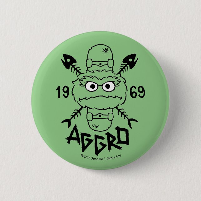 Oscar the Grouch Skate Logo - Aggro 1969 Button (Front)
