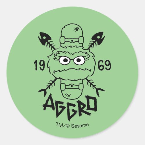 Oscar the Grouch Skate Logo _ Aggro 1969 Classic Round Sticker