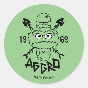 Oscar the Grouch Skate Logo - Aggro 1969 Classic Round Sticker