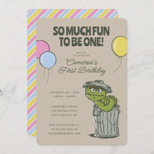 Oscar the Grouch   So Much Fun to Be One Birthday Invitation