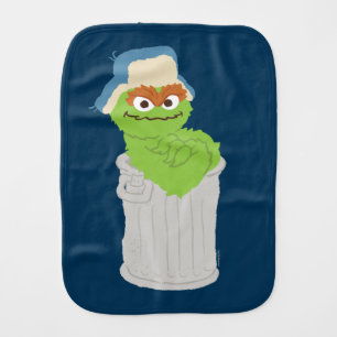 Oscar the Grouch Trash Can Lean Baby Burp Cloth