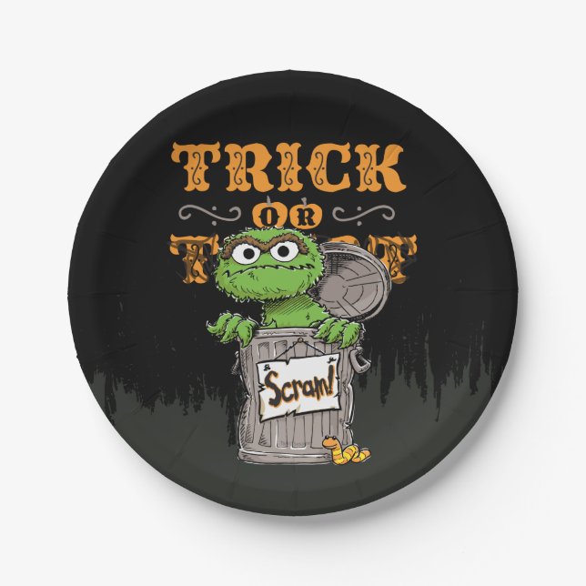 Oscar the Grouch - Trick or Scram! Paper Plates (Front)