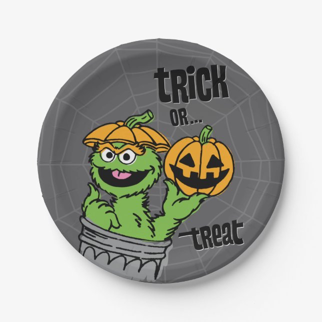 Oscar the Grouch - Trick Or Treat Paper Plates (Front)