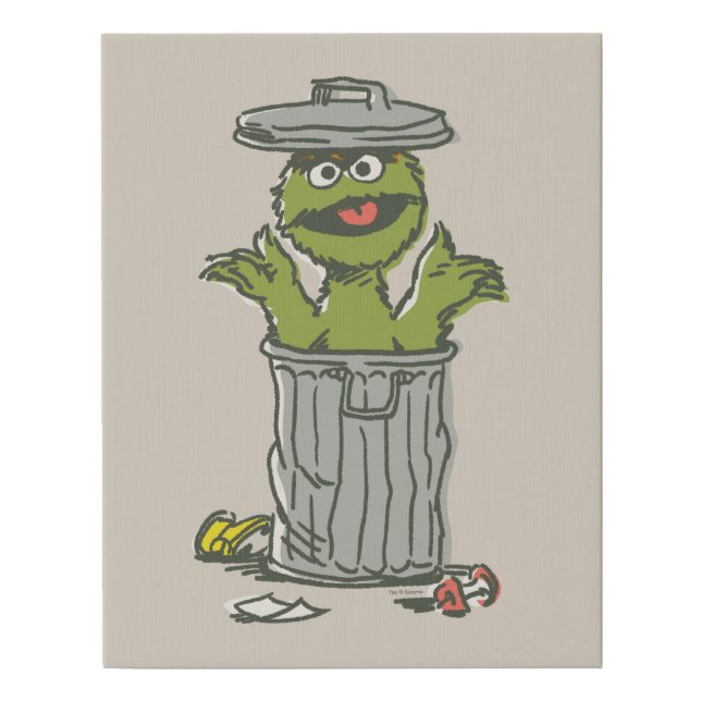 Oscar the Grouch Vintage Faux Canvas Print (Front)