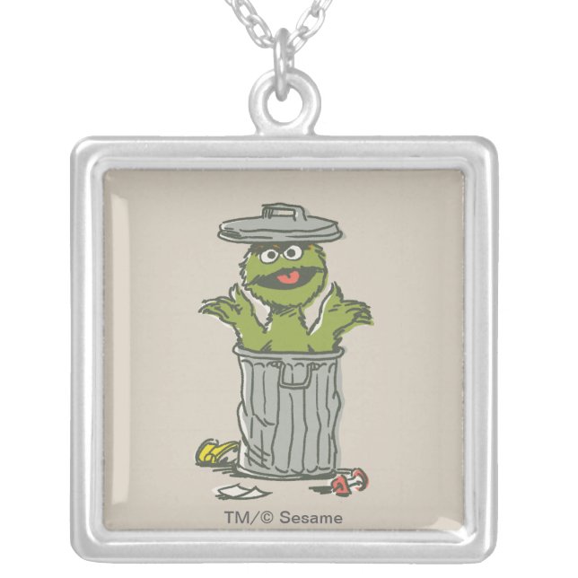 Oscar the Grouch Vintage Silver Plated Necklace (Front)