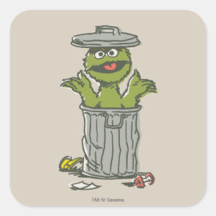 Oscar the Grouch Vintage Square Sticker