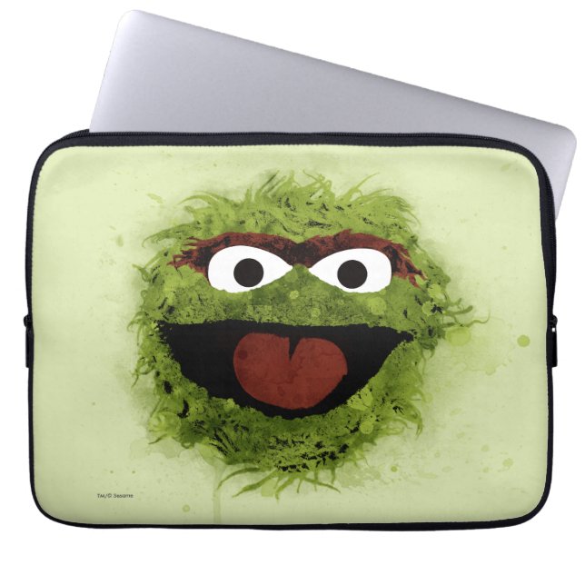 Oscar the Grouch | Watercolor Trend Laptop Sleeve (Front)