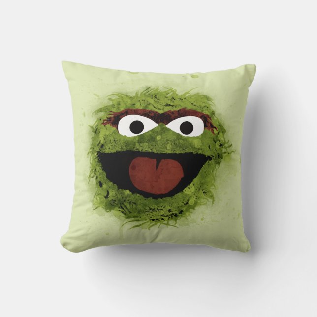 Oscar the Grouch | Watercolor Trend Throw Pillow (Front)