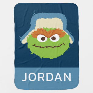 Oscar the Grouch Woodland Face Add Your Name Baby Blanket