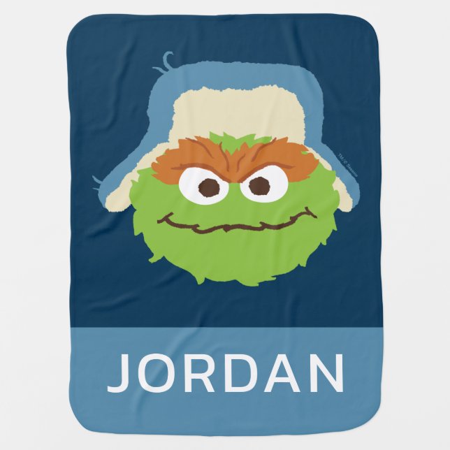 Oscar the Grouch Woodland Face | Add Your Name Baby Blanket (Front)