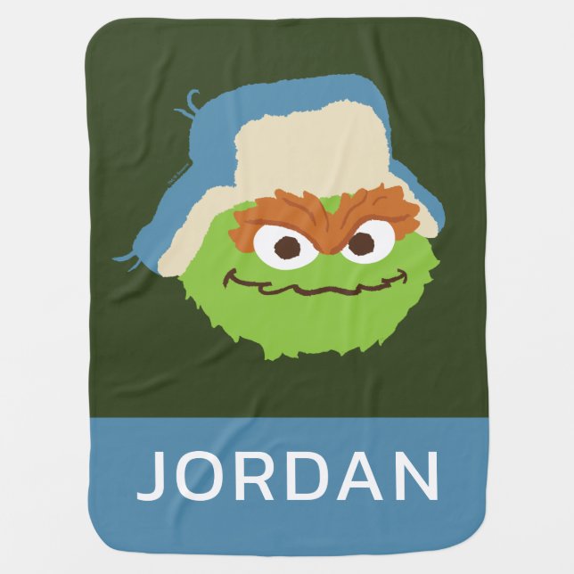 Oscar the Grouch Woodland Face | Add Your Name Baby Blanket (Front)