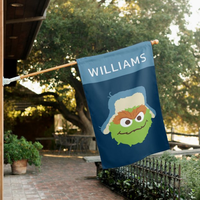 Oscar the Grouch Woodland Face | Add Your Name House Flag (In SItu)