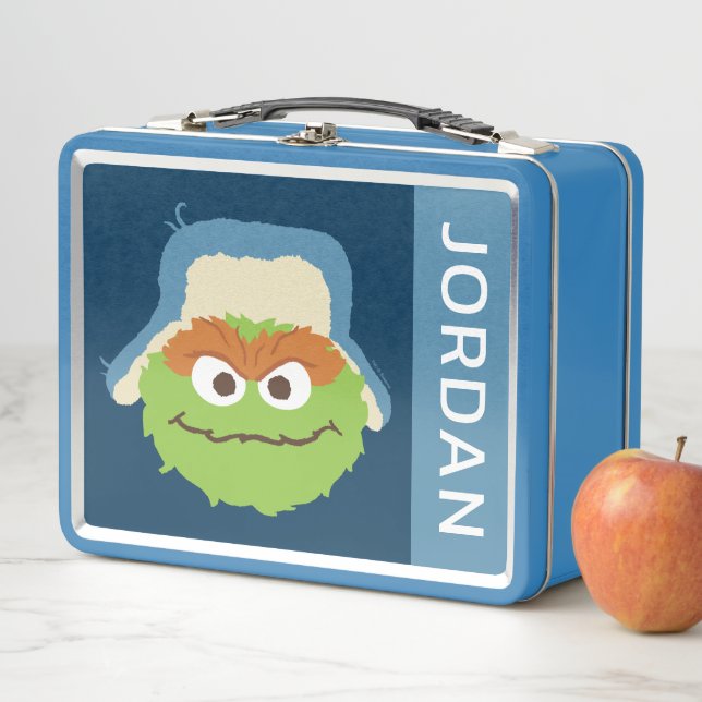 Oscar the Grouch Woodland Face | Add Your Name Metal Lunch Box (In Situ)