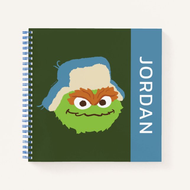 Oscar the Grouch Woodland Face | Add Your Name Notebook (Front)