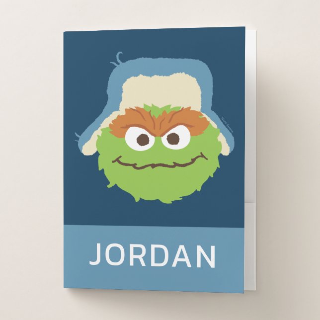 Oscar the Grouch Woodland Face | Add Your Name Pocket Folder (Front)