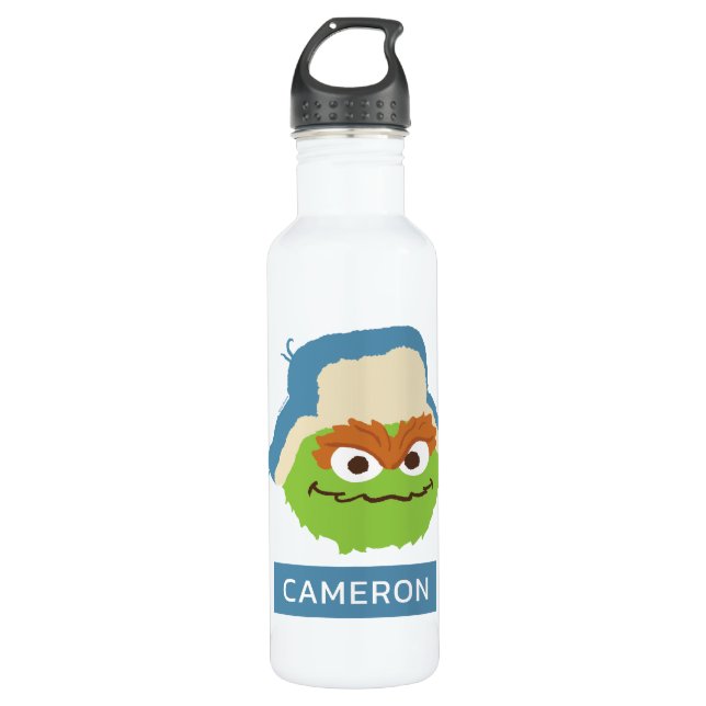 Oscar the Grouch Woodland Face | Add Your Name Stainless Steel Water Bottle (Front)