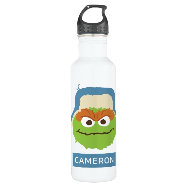Oscar the Grouch Woodland Face | Add Your Name Stainless Steel Water Bottle (Front)