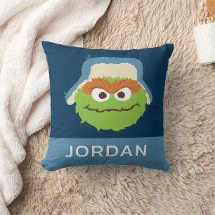 Oscar the Grouch Woodland Face Add Your Name Throw Pillow