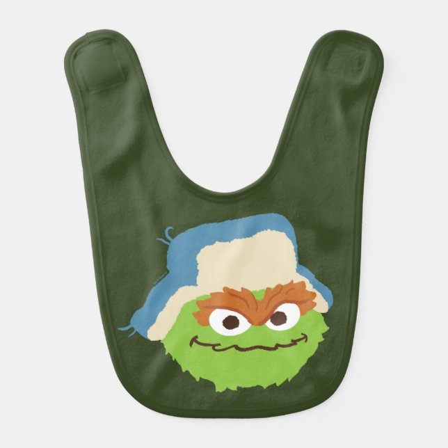 Oscar the Grouch Woodland Face Baby Bib (Front)