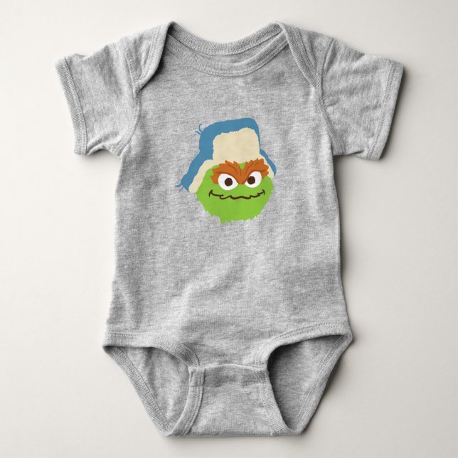 Oscar the Grouch Woodland Face Baby Bodysuit (Front)