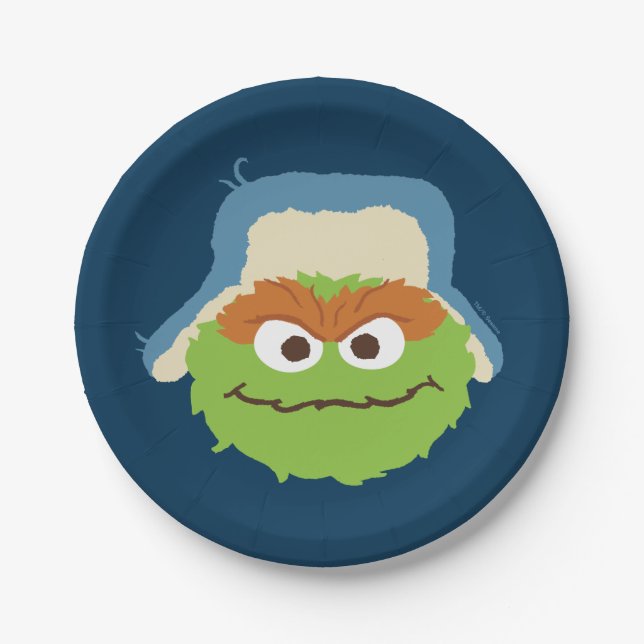 Oscar the Grouch Woodland Face Paper Plates (Front)