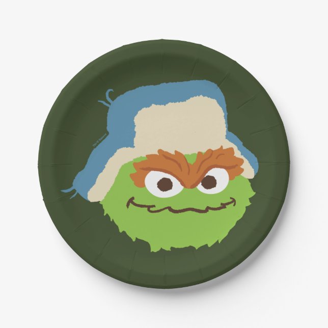 Oscar the Grouch Woodland Face Paper Plates (Front)