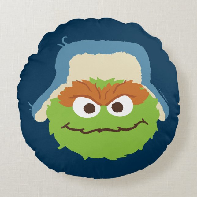 Oscar the Grouch Woodland Face Round Pillow (Front)