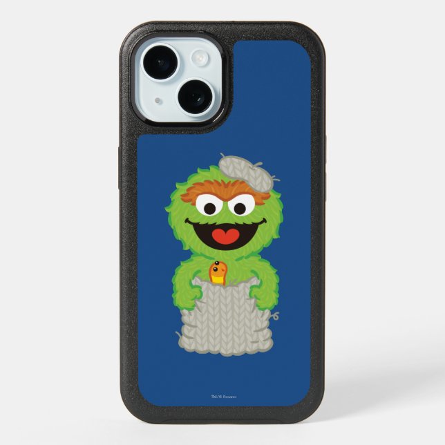 Oscar the Grouch Wool Style | Add Your Name iPhone 15 Case (Back)