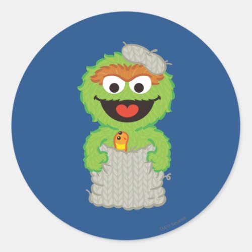 Oscar the Grouch Wool Style Classic Round Sticker