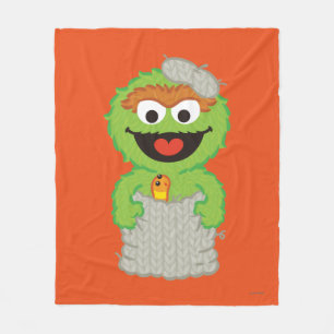 Oscar the Grouch Wool Style Fleece Blanket