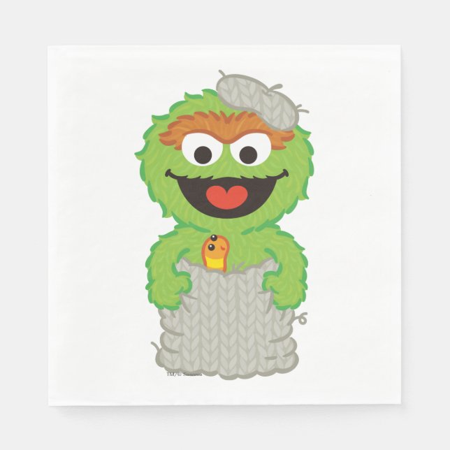 Oscar the Grouch Wool Style Paper Napkins (Front)