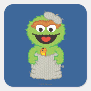 Oscar the Grouch Wool Style Square Sticker