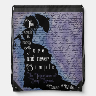 Oscar Wilde Quote Silhouette Poster Drawstring Bag