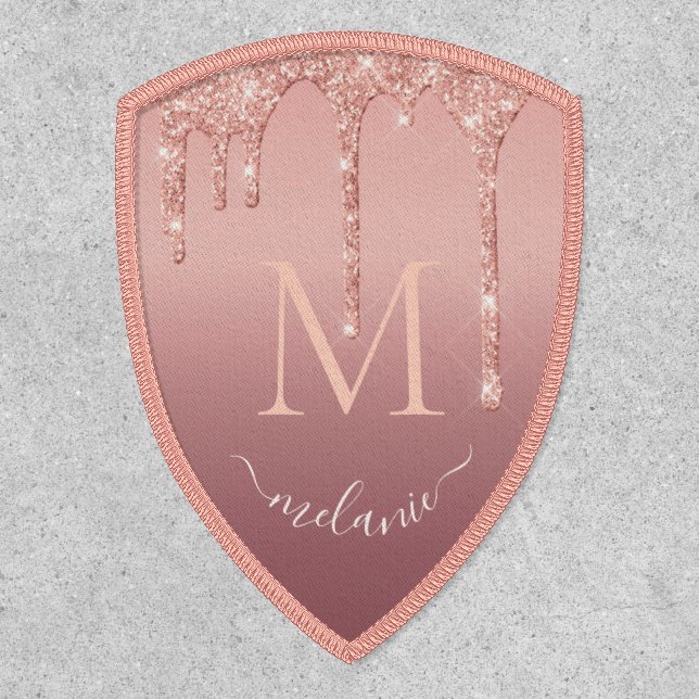 ose Gold Glitter Custom Letter Your Name Patch (Front)