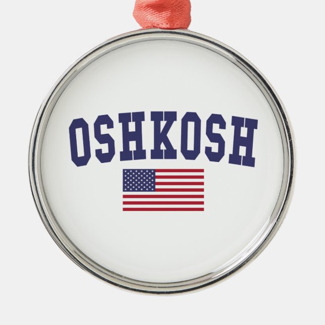 Oshkosh US Flag Metal Ornament (Front)