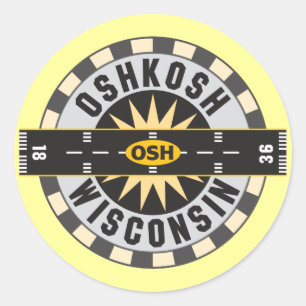 Oshkosh, WI OSH Airport Classic Round Sticker