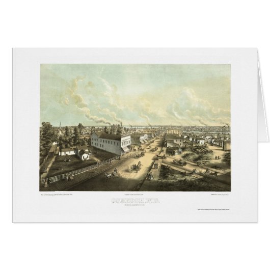 Oshkosh, WI Panoramic Map - 1850 Cards (Front Horizontal)