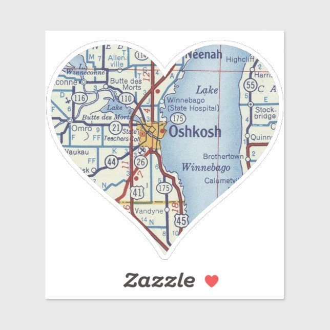 Oshkosh WI Vintage Map Sticker (Sheet)